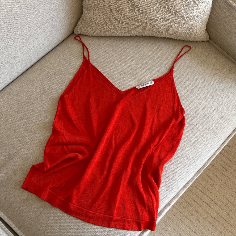 Red Spaghetti Strap Top Orange/Red